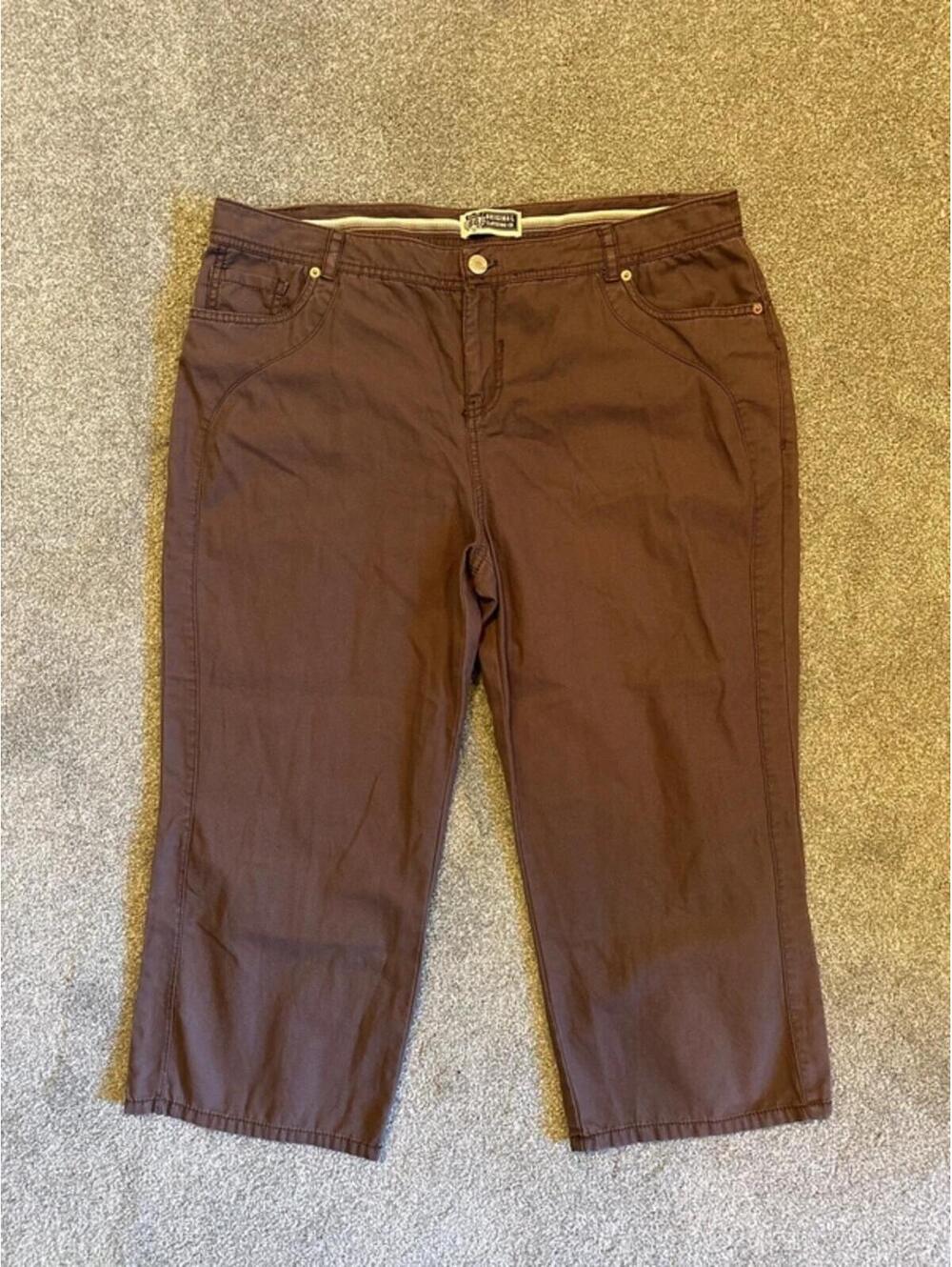 Y2K Route 66 Brown Cargo 100% Cotton Capris - 15/16